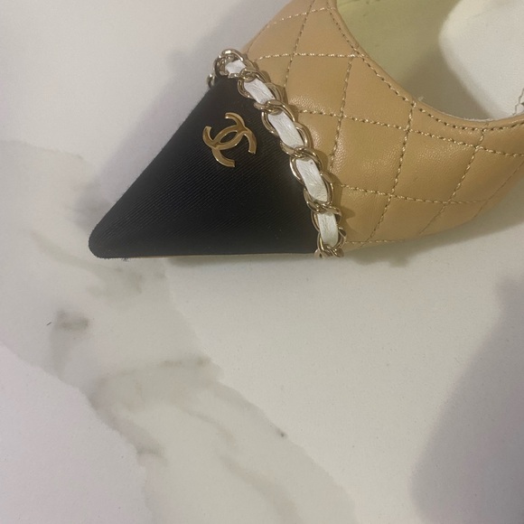 Chanel two tone slingback pumps heels size 7 - Picture 6 of 11